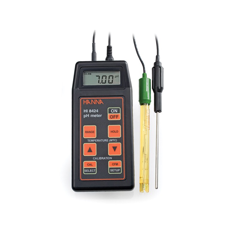 Hanna HI8424 Handheld Water Resistant pH Meter with pH electrode and probe